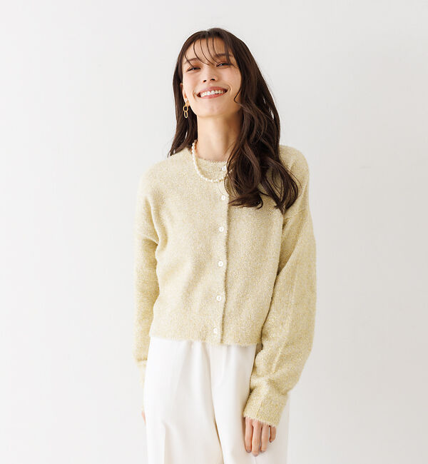 abahouse mavie「ラメ混フェザーヤーン2WAYカーディガン」|カーディガン|