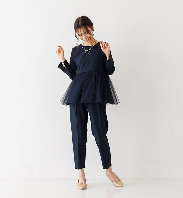 abahouse mavie「【エニデイカセット】チュールブラウス＆テーパードパンツ」|シャツ・ブラウス|