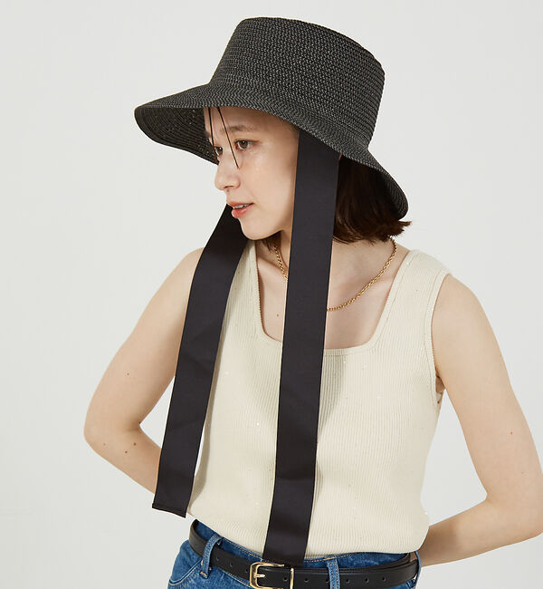 abahouse mavie「ポークパイリボンハット」|その他|ブラック