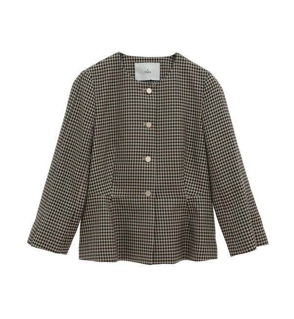 TIARA「ペプラムジャケット」|ノーカラージャケット|