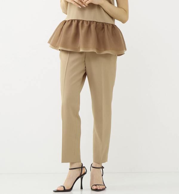 TIARA「バイカラーリボンベルトハイウエストテーパードパンツ」|その他|キャメル