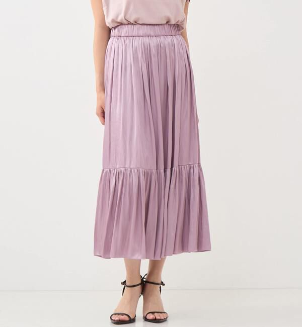 TIARA「《定番》ギャザーティアードスカ―ト」|スカート|ピンク