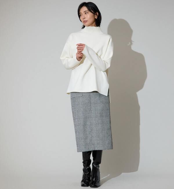 TIARA「ツイーディタイトスカート」|スカート|ホワイト&times;ブラック