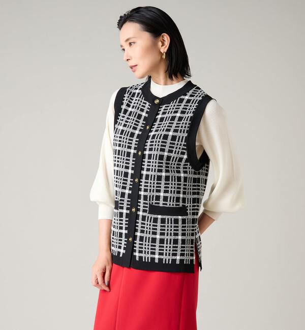 TIARA「ジャカード柄ベスト」|ベスト・ジレ|
