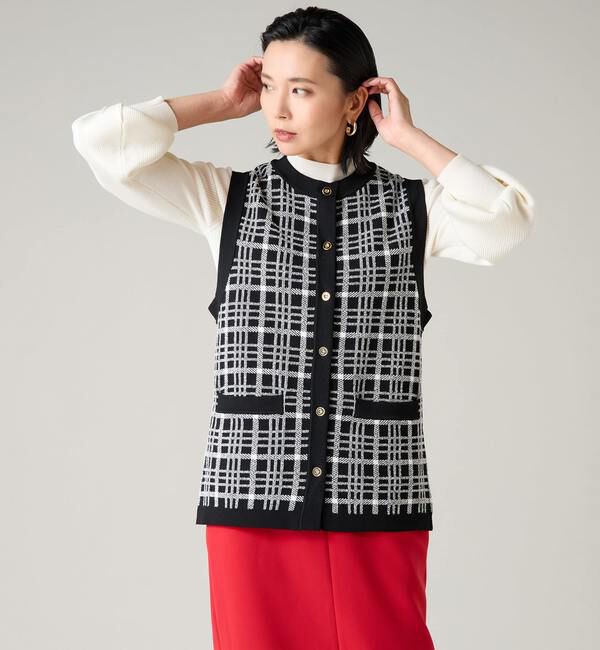 TIARA「ジャカード柄ベスト」|ベスト・ジレ|
