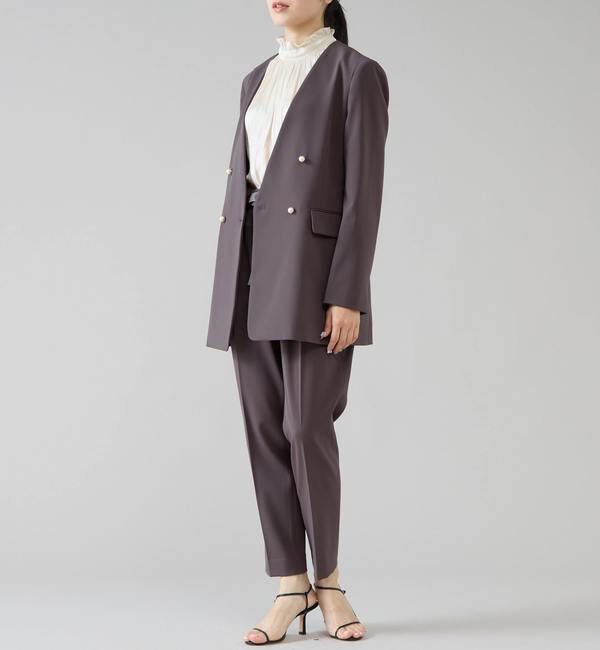 TIARA「《定番》ノーカラーダブルジャケット」|テーラードジャケット|