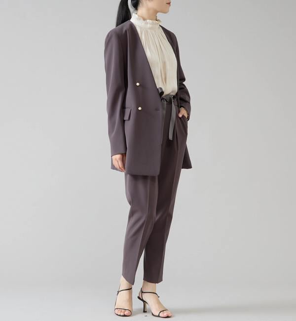 TIARA「《定番》ノーカラーダブルジャケット」|テーラードジャケット|