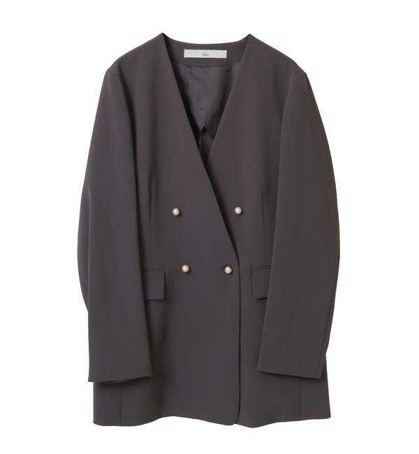 TIARA「《定番》ノーカラーダブルジャケット」|テーラードジャケット|