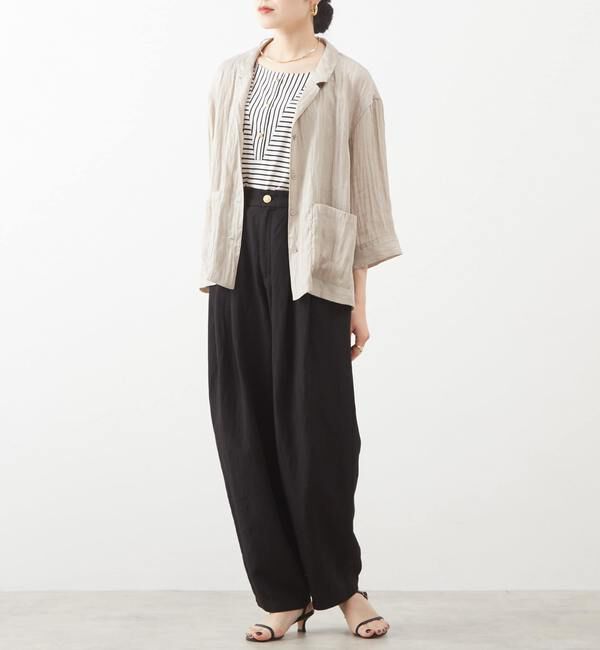 Liesse「ゴールド釦切り替えボーダータンクトップ」|Tシャツ・カットソー|