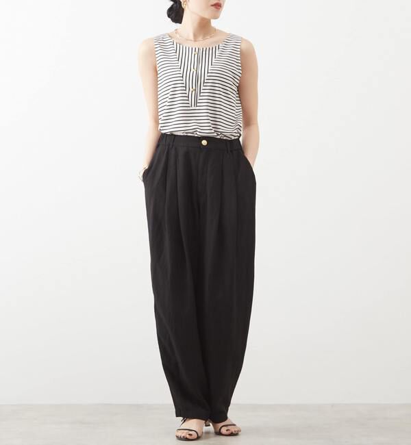 Liesse「ゴールド釦切り替えボーダータンクトップ」|Tシャツ・カットソー|