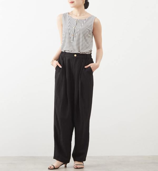 Liesse「ゴールド釦切り替えボーダータンクトップ」|Tシャツ・カットソー|