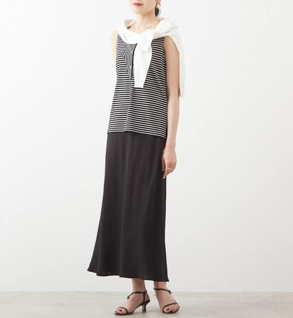 Liesse「ゴールド釦切り替えボーダータンクトップ」|Tシャツ・カットソー|