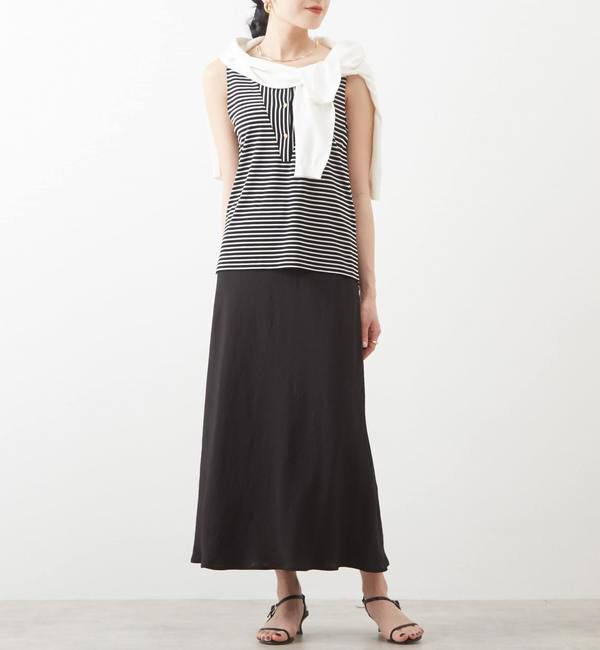 Liesse「ゴールド釦切り替えボーダータンクトップ」|Tシャツ・カットソー|