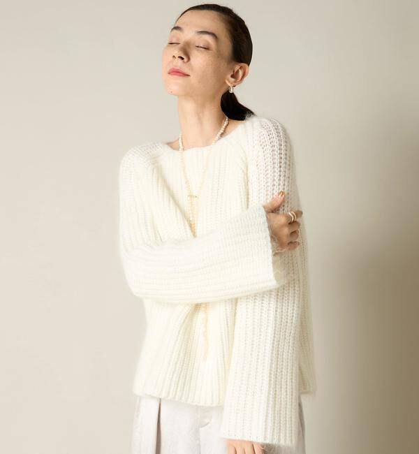 Liesse「モヘア混ワイドスリーブショートニット」|ニット・セーター|