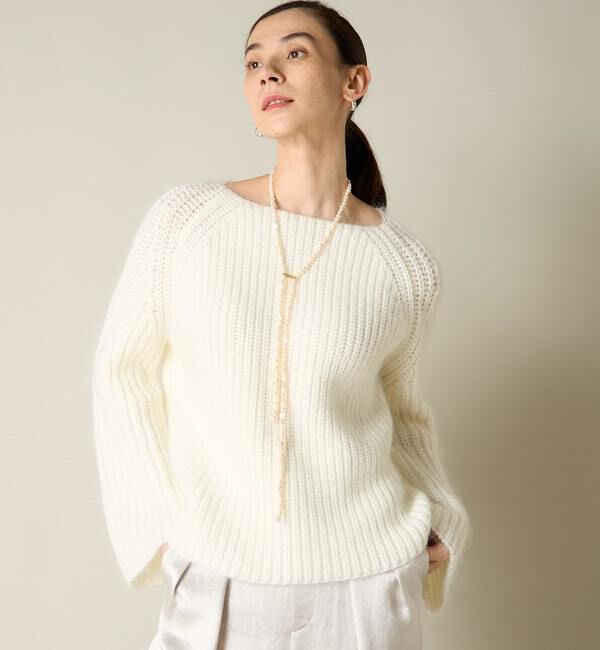 Liesse「モヘア混ワイドスリーブショートニット」|ニット・セーター|