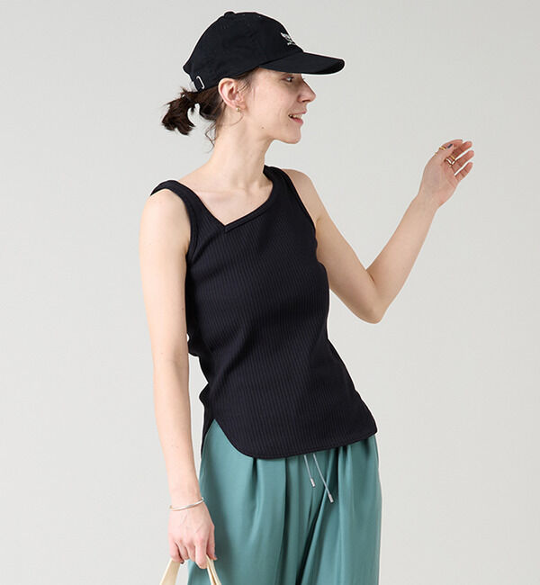 Liesse「ワイドリブタンク」|Tシャツ・カットソー|ブラック