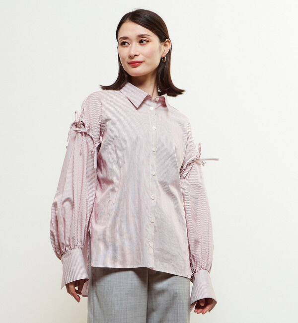Soffitto「2WAYリボンブラウス」|シャツ・ブラウス|ストライプ
