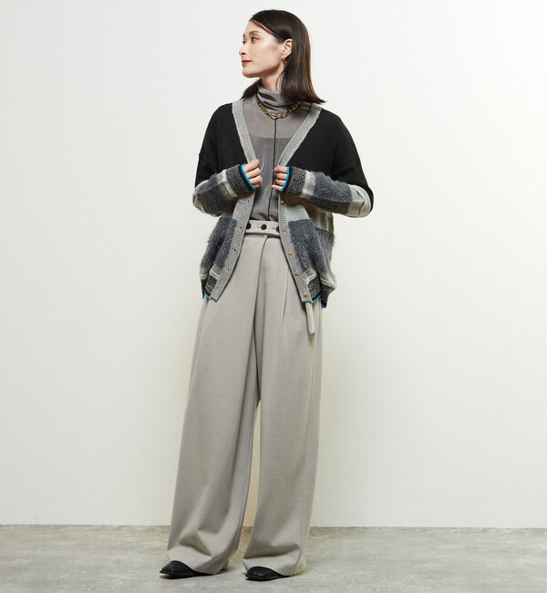 Soffitto「ミックスボーダーVネックカーディガン」|カーディガン|