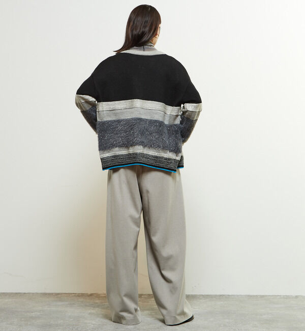 Soffitto「ミックスボーダーVネックカーディガン」|カーディガン|