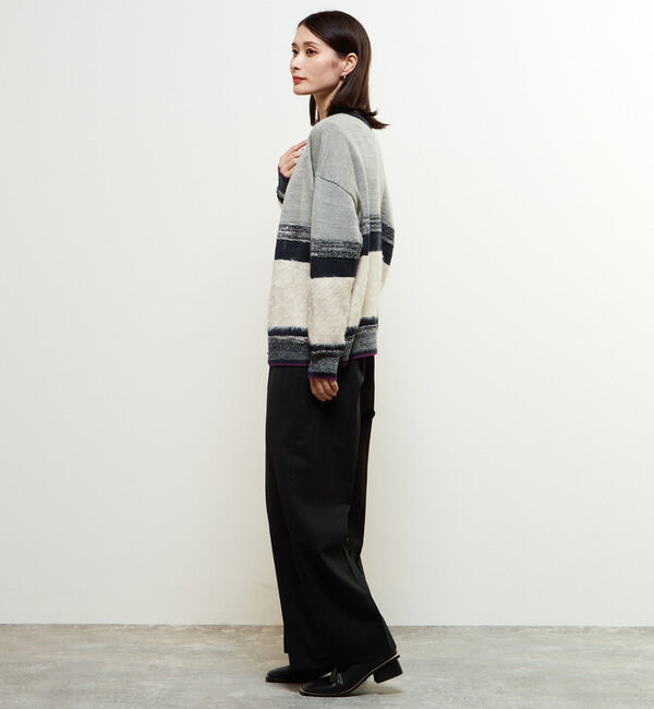 Soffitto「ミックスボーダーVネックカーディガン」|カーディガン|