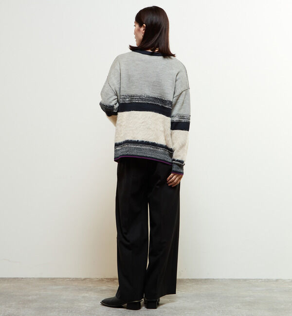 Soffitto「ミックスボーダーVネックカーディガン」|カーディガン|