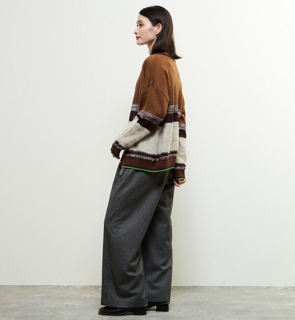 Soffitto「ミックスボーダーVネックカーディガン」|カーディガン|