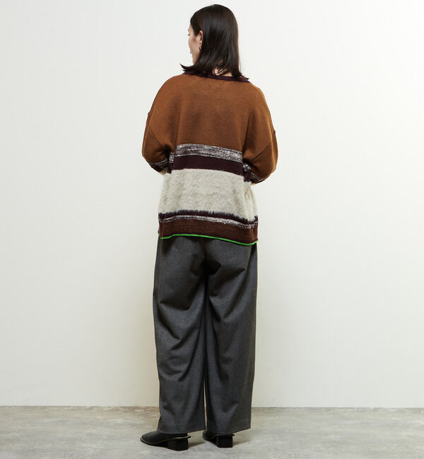 Soffitto「ミックスボーダーVネックカーディガン」|カーディガン|