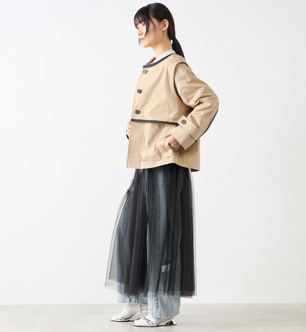 Soffitto「2枚着てる風配色パイピング短丈コート」|その他|