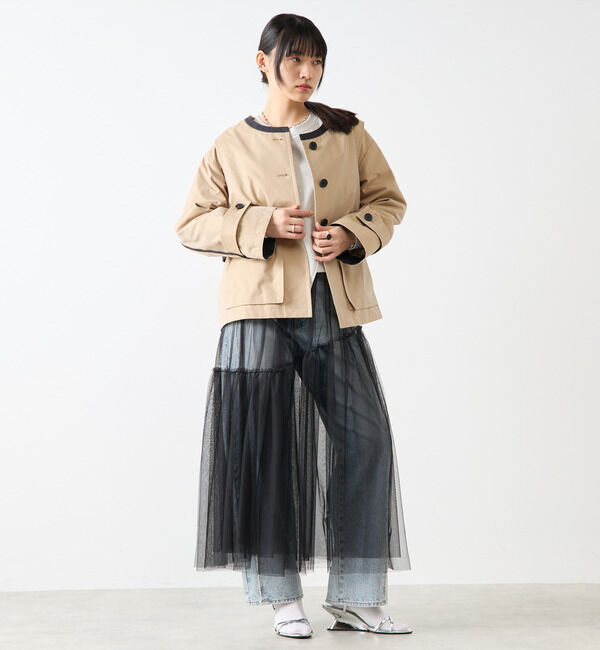 Soffitto「2枚着てる風配色パイピング短丈コート」|その他|