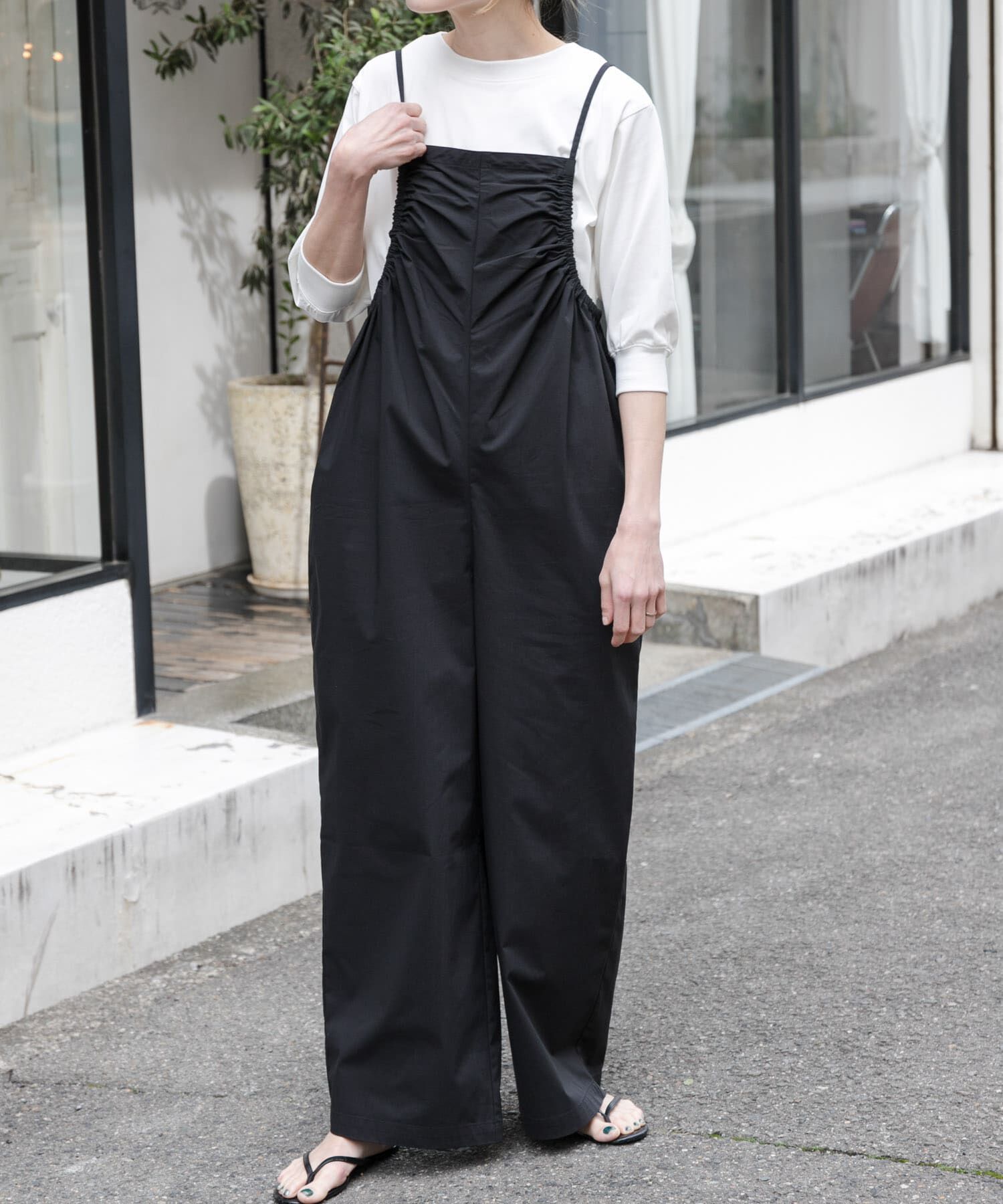 URBAN RESEARCH DOORS「FORK&SPOON　サイドギャザーサロペット」|スカート|