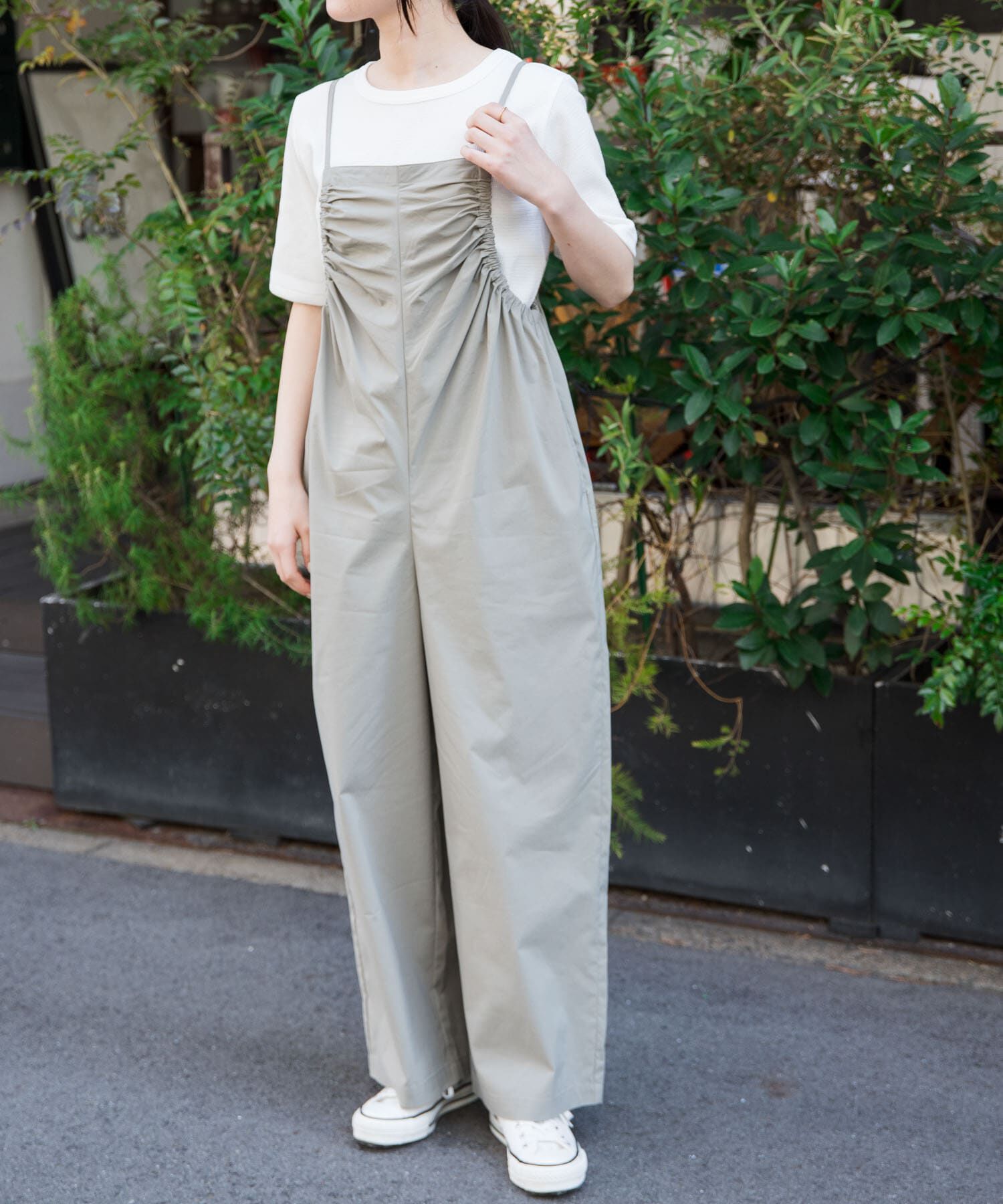 URBAN RESEARCH DOORS「FORK&SPOON　サイドギャザーサロペット」|スカート|