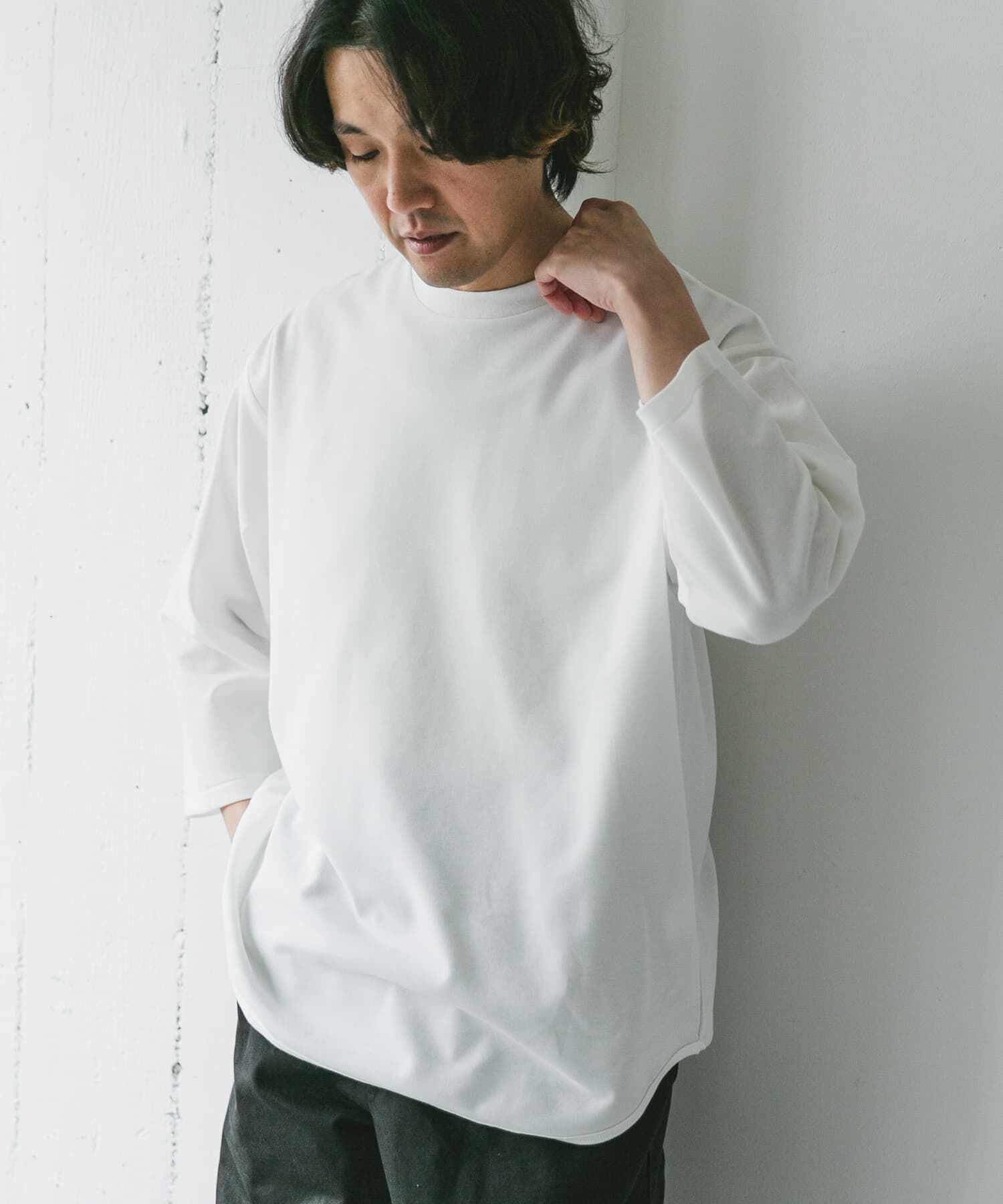 URBAN RESEARCH DOORS「ポンチ8分袖ラウンドヘムTシャツ」|Tシャツ・カットソー|