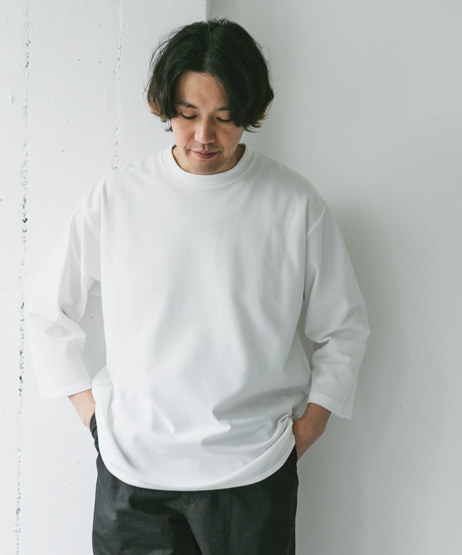 URBAN RESEARCH DOORS「ポンチ8分袖ラウンドヘムTシャツ」|Tシャツ・カットソー|