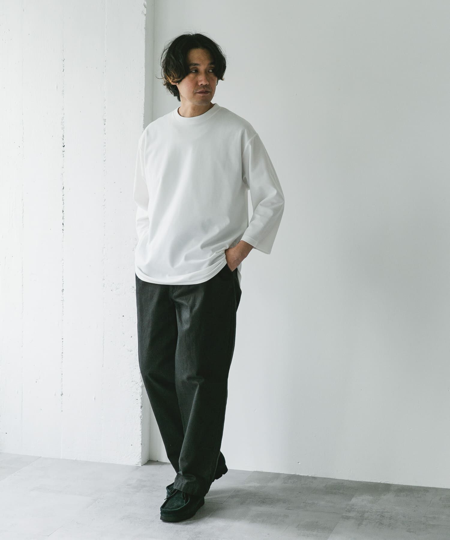 URBAN RESEARCH DOORS「ポンチ8分袖ラウンドヘムTシャツ」|Tシャツ・カットソー|