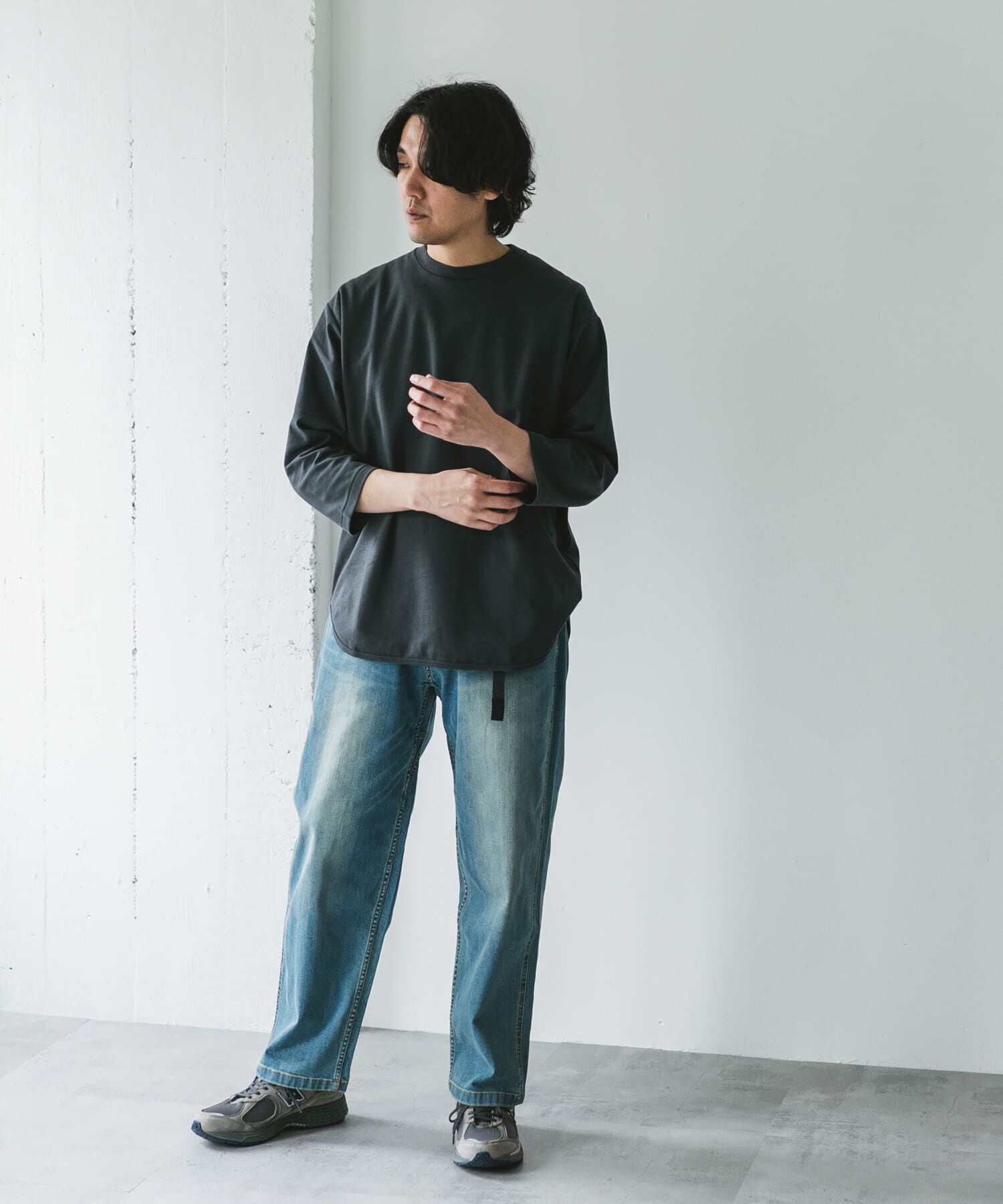 URBAN RESEARCH DOORS「ポンチ8分袖ラウンドヘムTシャツ」|Tシャツ・カットソー|