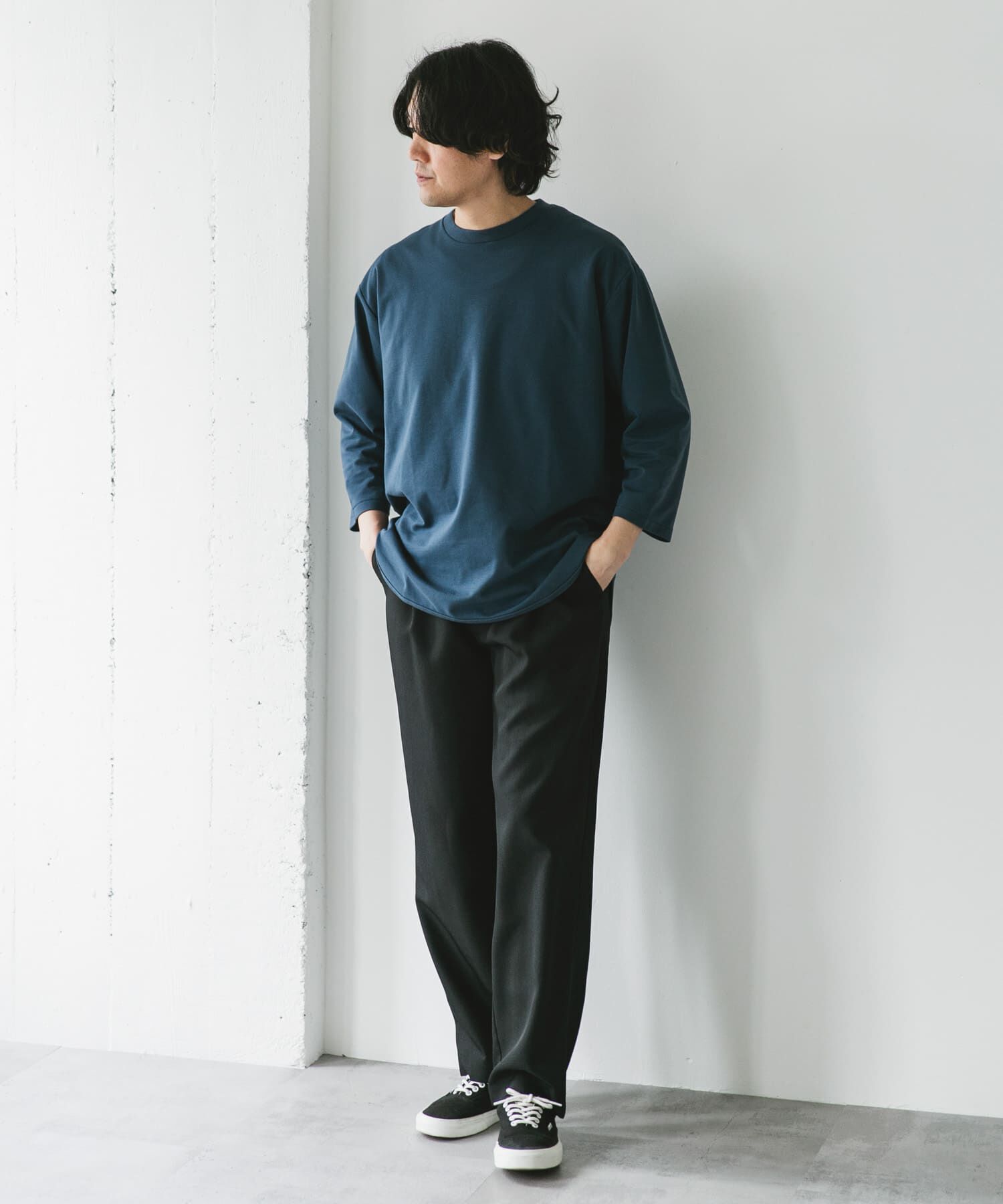 URBAN RESEARCH DOORS「ポンチ8分袖ラウンドヘムTシャツ」|Tシャツ・カットソー|