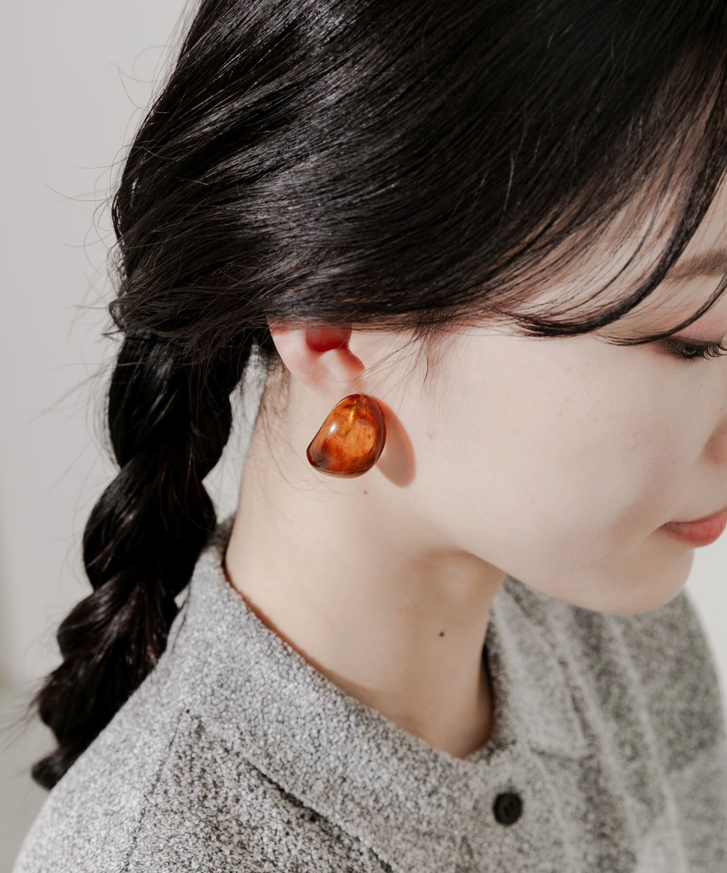 SMELLY「カラーワイドフープイヤリング」|イヤリング|ブラウン