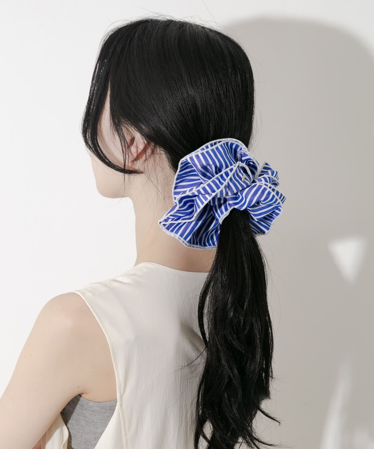 SMELLY「ストライプボリュームシュシュ」|ヘアゴム・シュシュ|