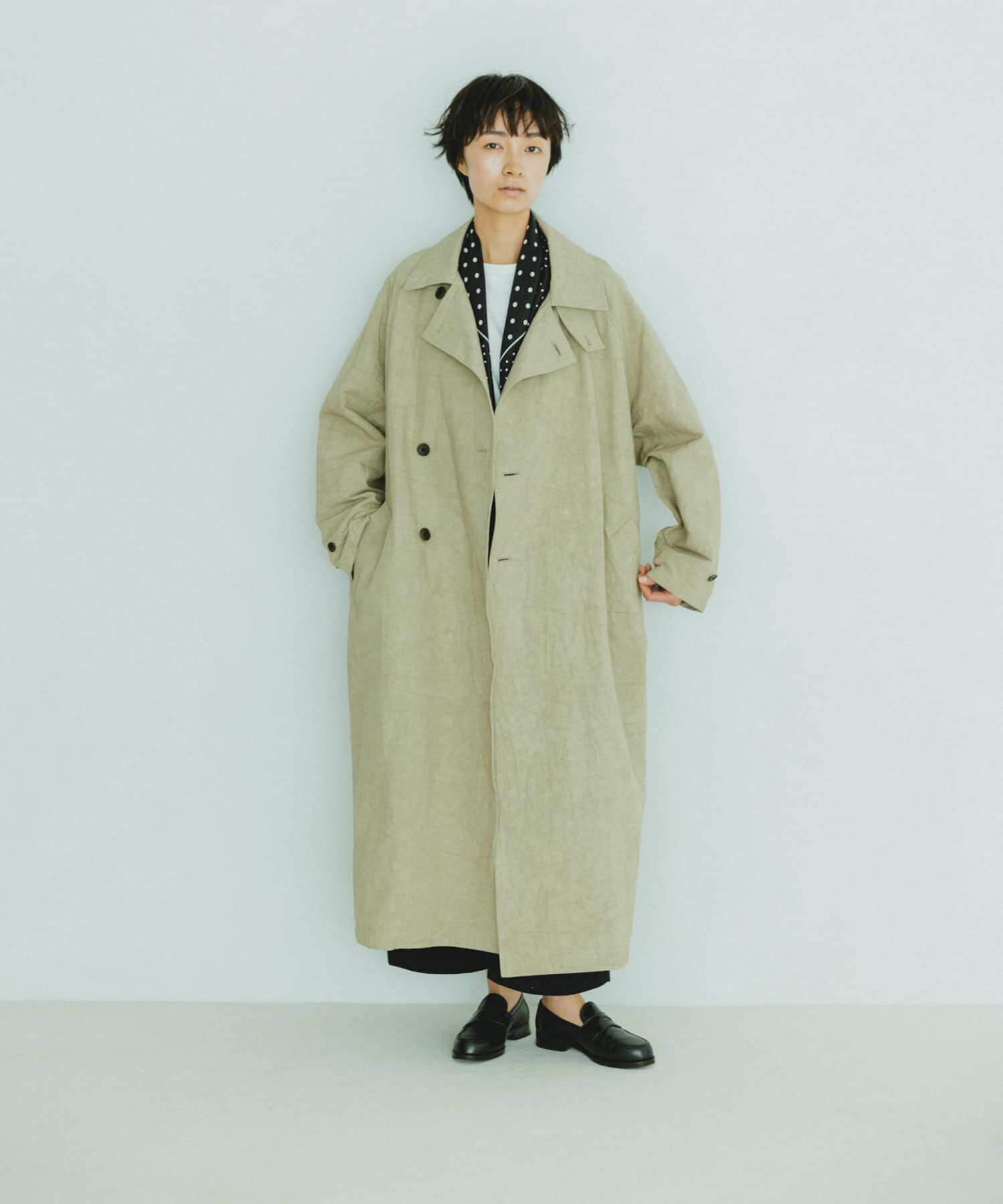 かぐれ「『ユニセックス』コットンリネンオーバートレンチコート」|トレンチコート|ベージュ