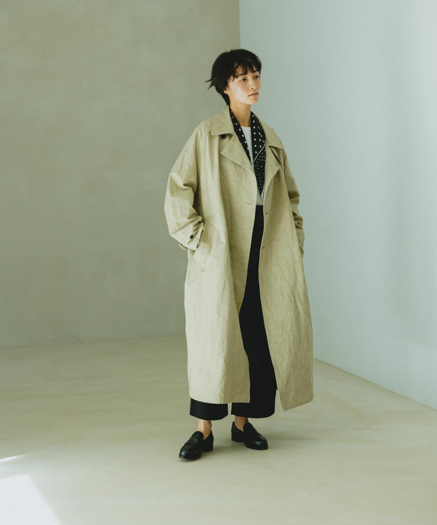 かぐれ「『ユニセックス』コットンリネンオーバートレンチコート」|トレンチコート|