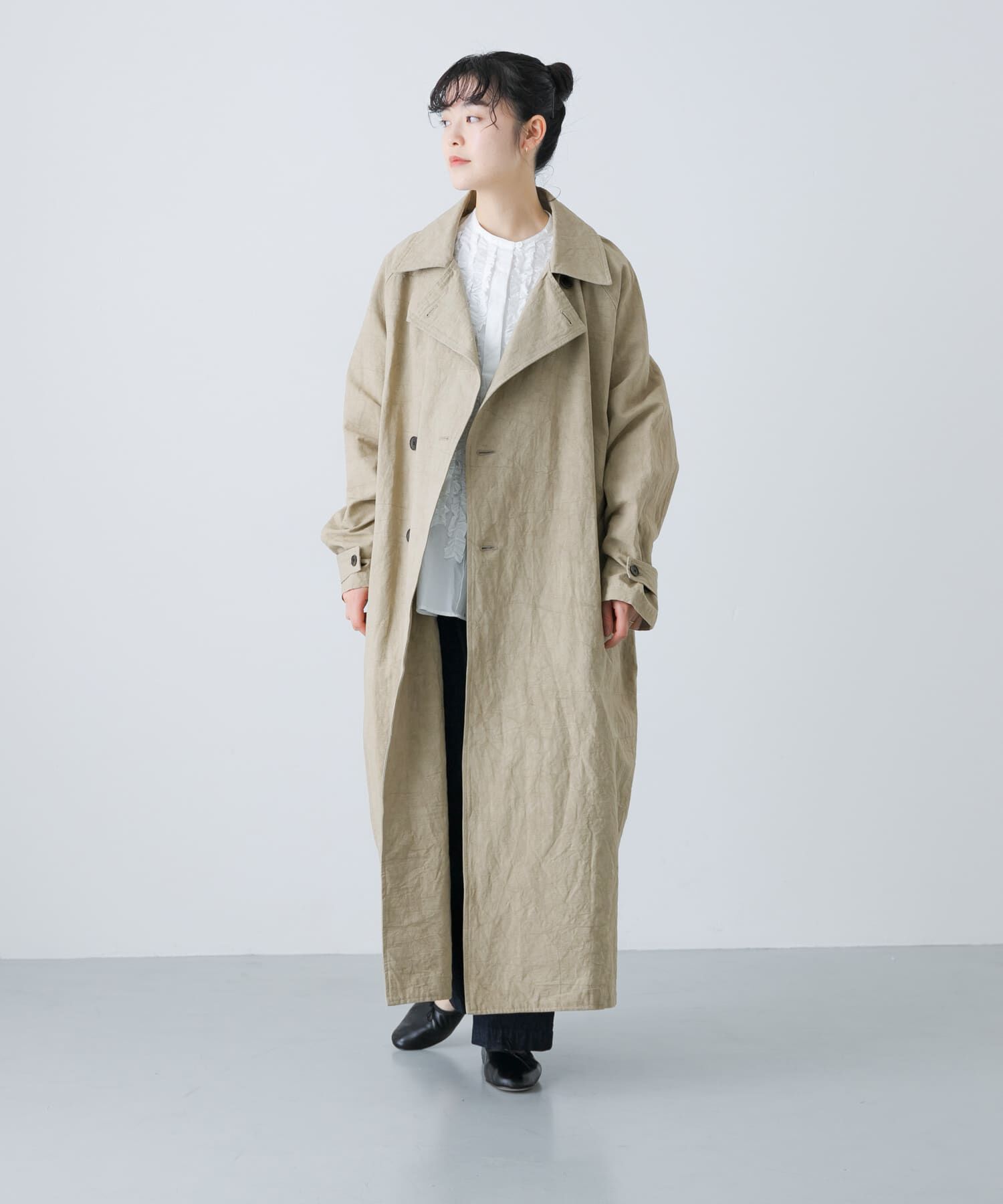 かぐれ「『ユニセックス』コットンリネンオーバートレンチコート」|トレンチコート|