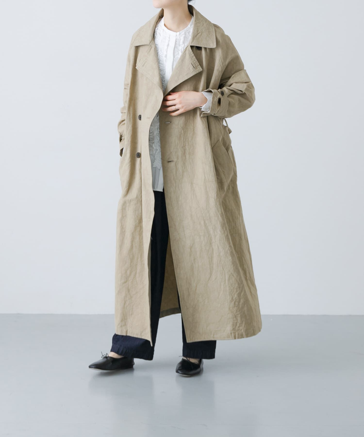 かぐれ「『ユニセックス』コットンリネンオーバートレンチコート」|トレンチコート|