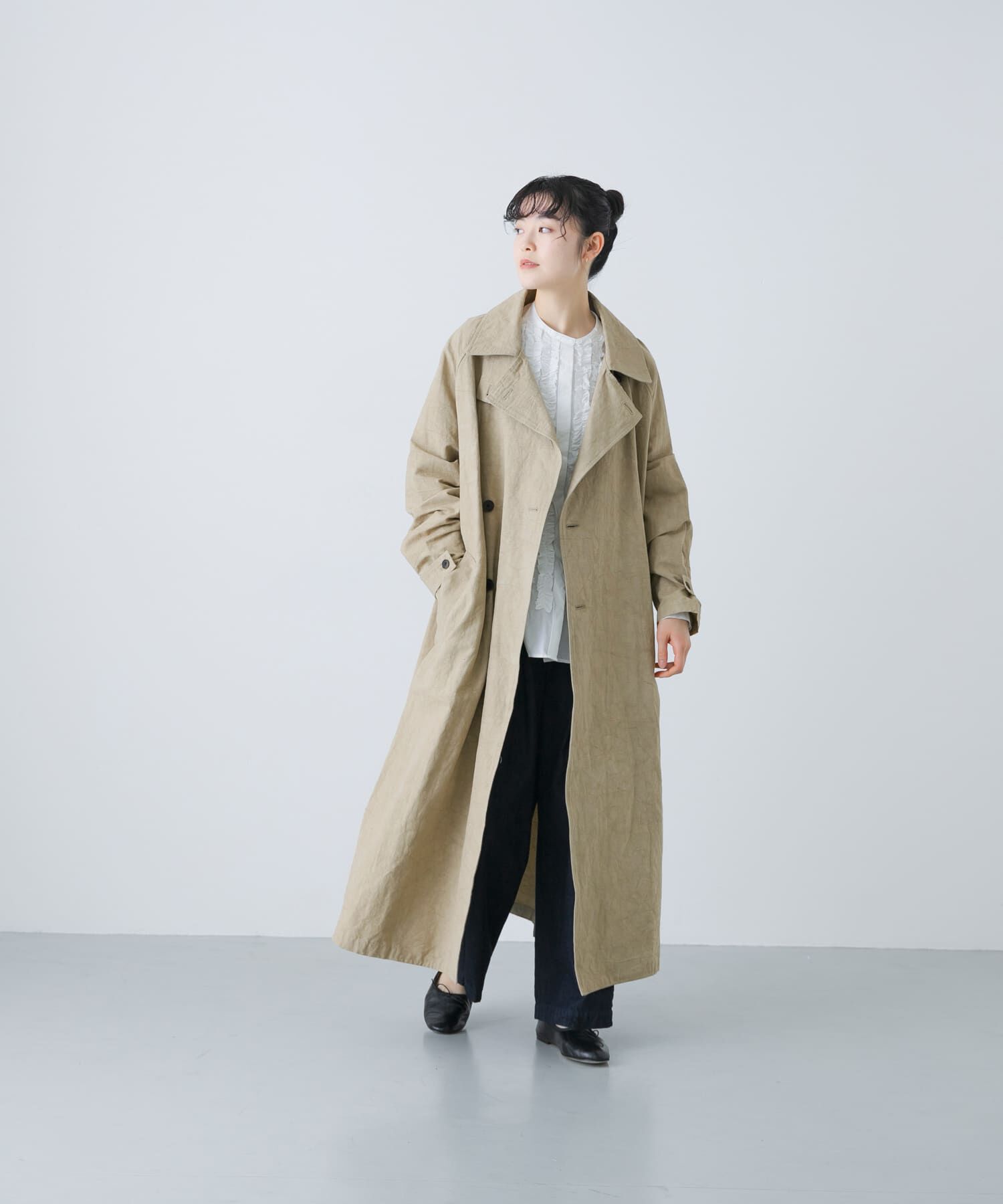 かぐれ「『ユニセックス』コットンリネンオーバートレンチコート」|トレンチコート|