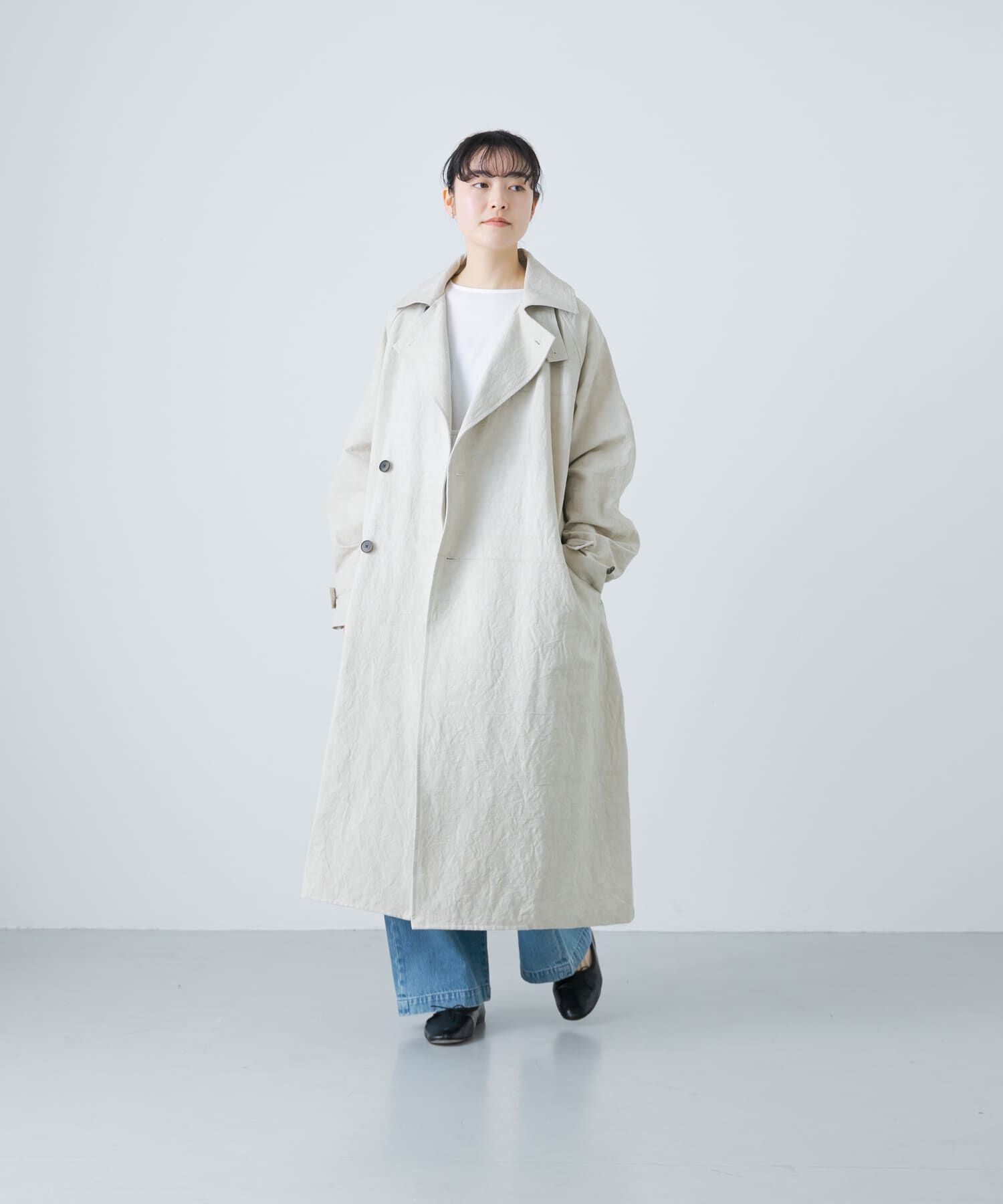 かぐれ「『ユニセックス』コットンリネンオーバートレンチコート」|トレンチコート|