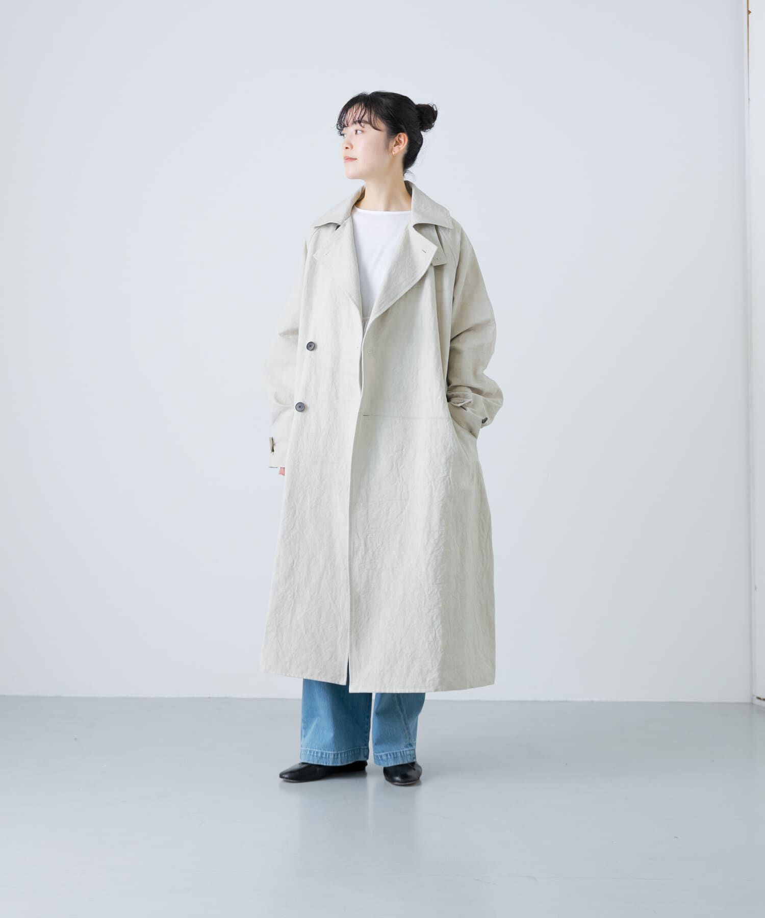 かぐれ「『ユニセックス』コットンリネンオーバートレンチコート」|トレンチコート|