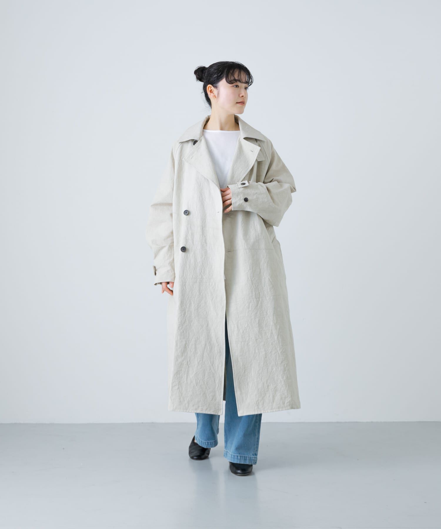 かぐれ「『ユニセックス』コットンリネンオーバートレンチコート」|トレンチコート|