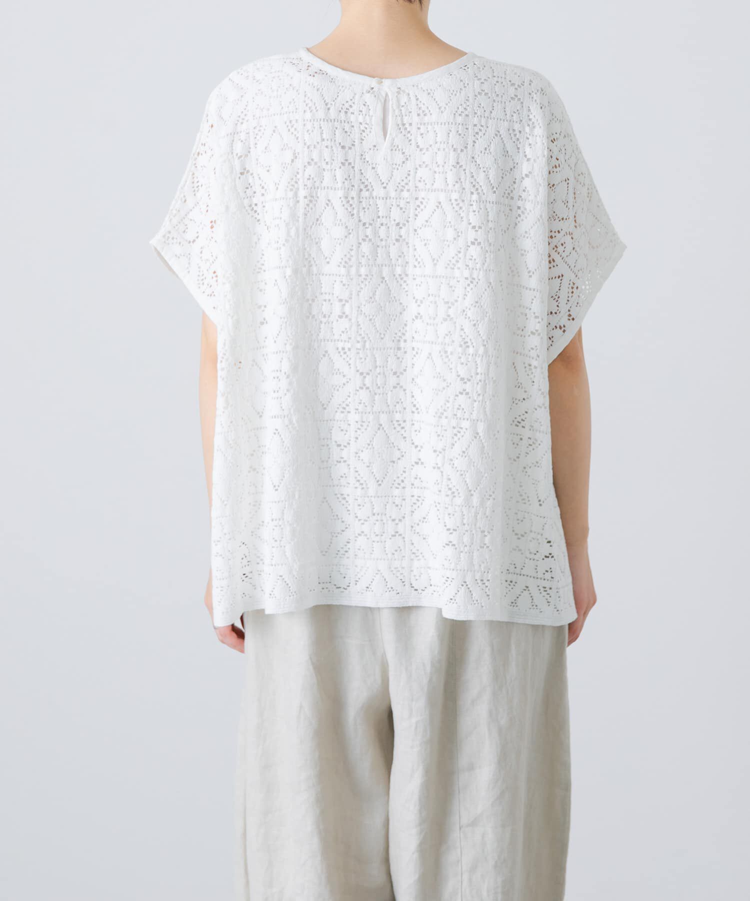 かぐれ「コットンレースポンチョプルオーバー」|Tシャツ・カットソー|