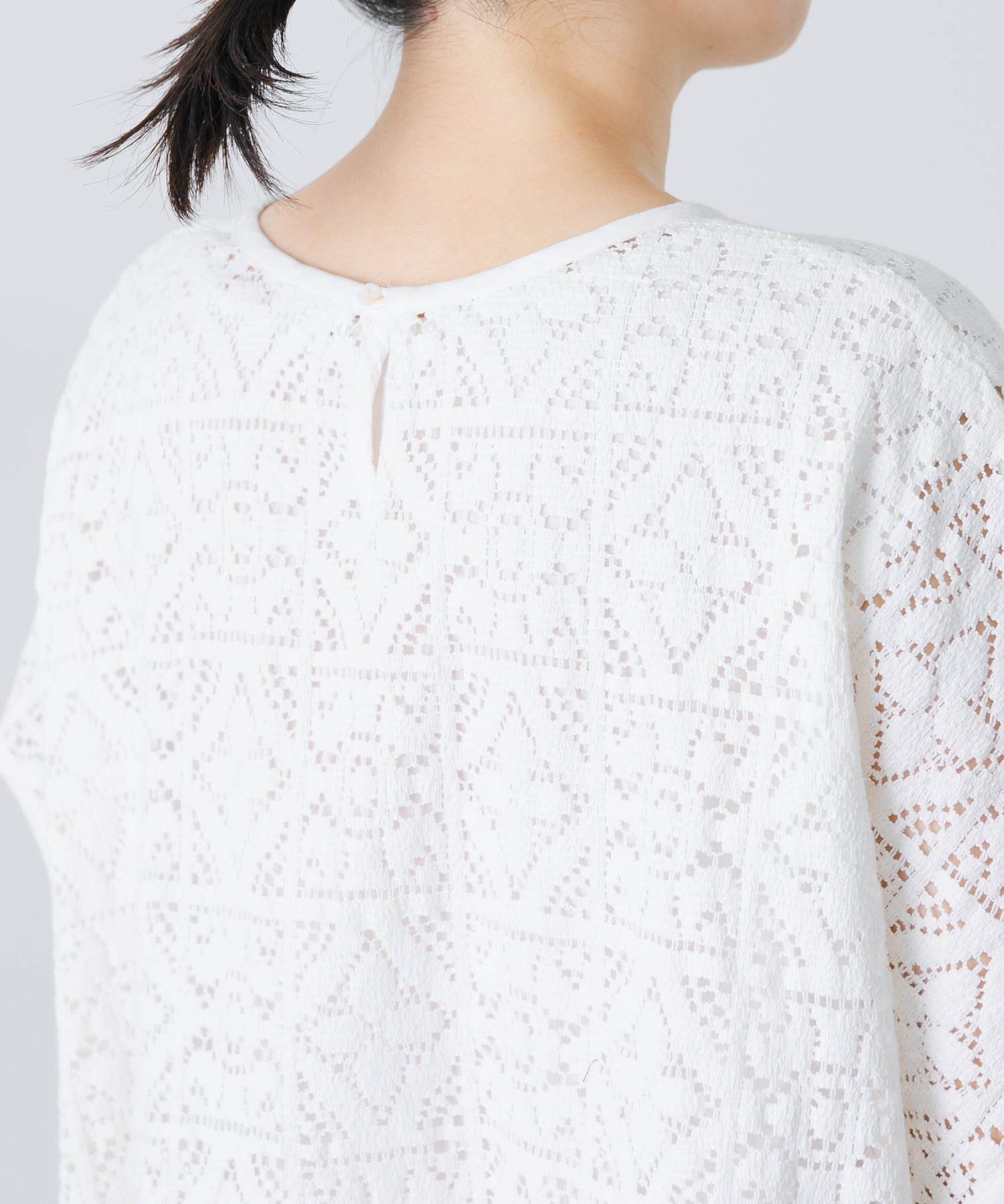 かぐれ「コットンレースポンチョプルオーバー」|Tシャツ・カットソー|