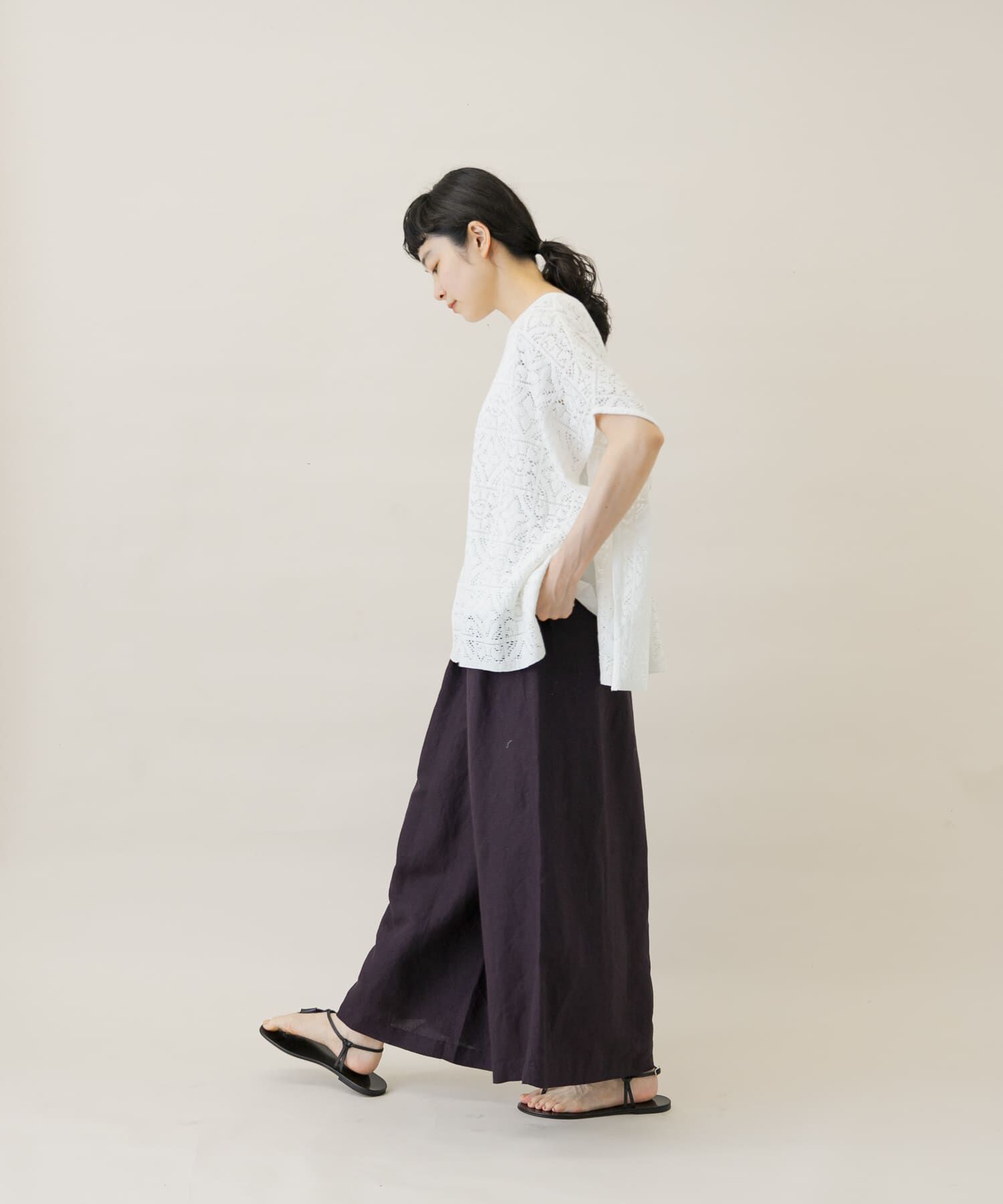 かぐれ「コットンレースポンチョプルオーバー」|Tシャツ・カットソー|