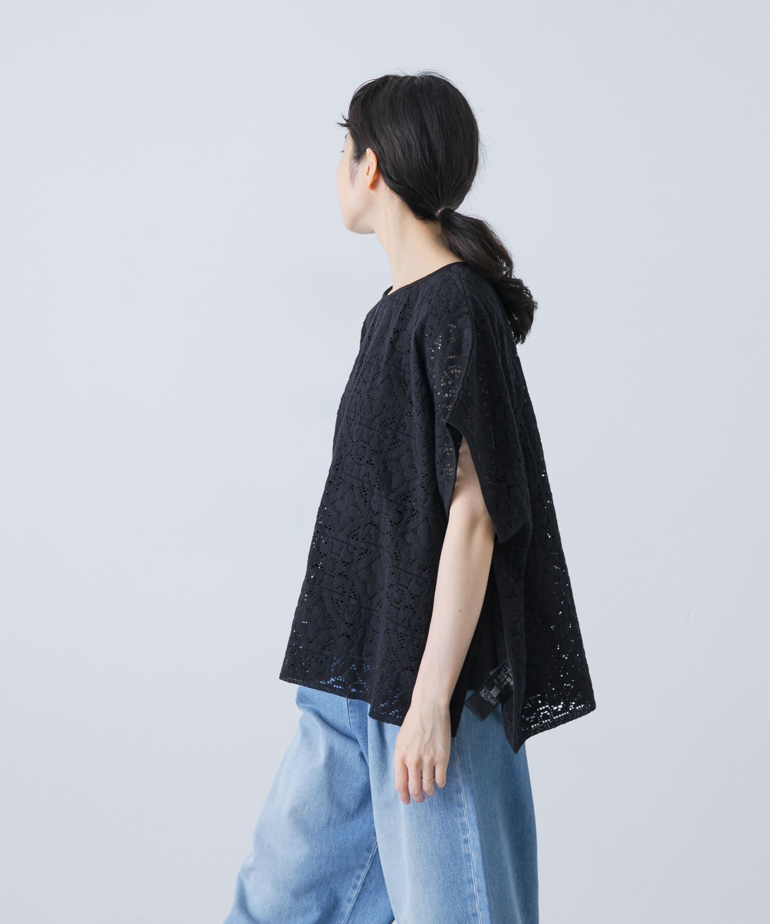 かぐれ「コットンレースポンチョプルオーバー」|Tシャツ・カットソー|